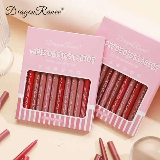 12 Pcs Waterproof Nude Lip Liner Set - Matte, Long - Lasting & Moisturizing