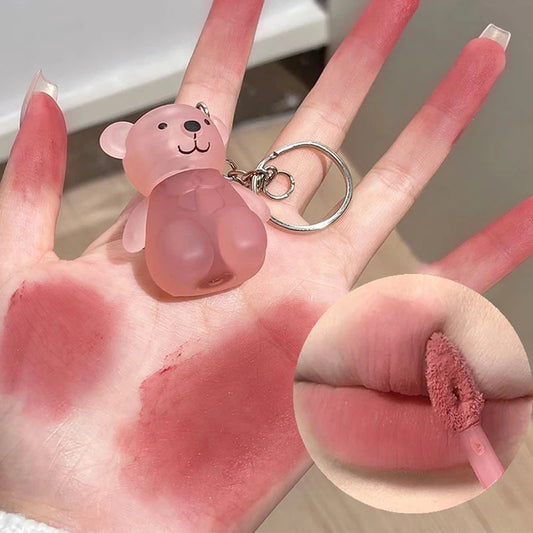 Cute Bear Keychain Lip Glaze - Waterproof Lasting Matte Lipstick & Tint