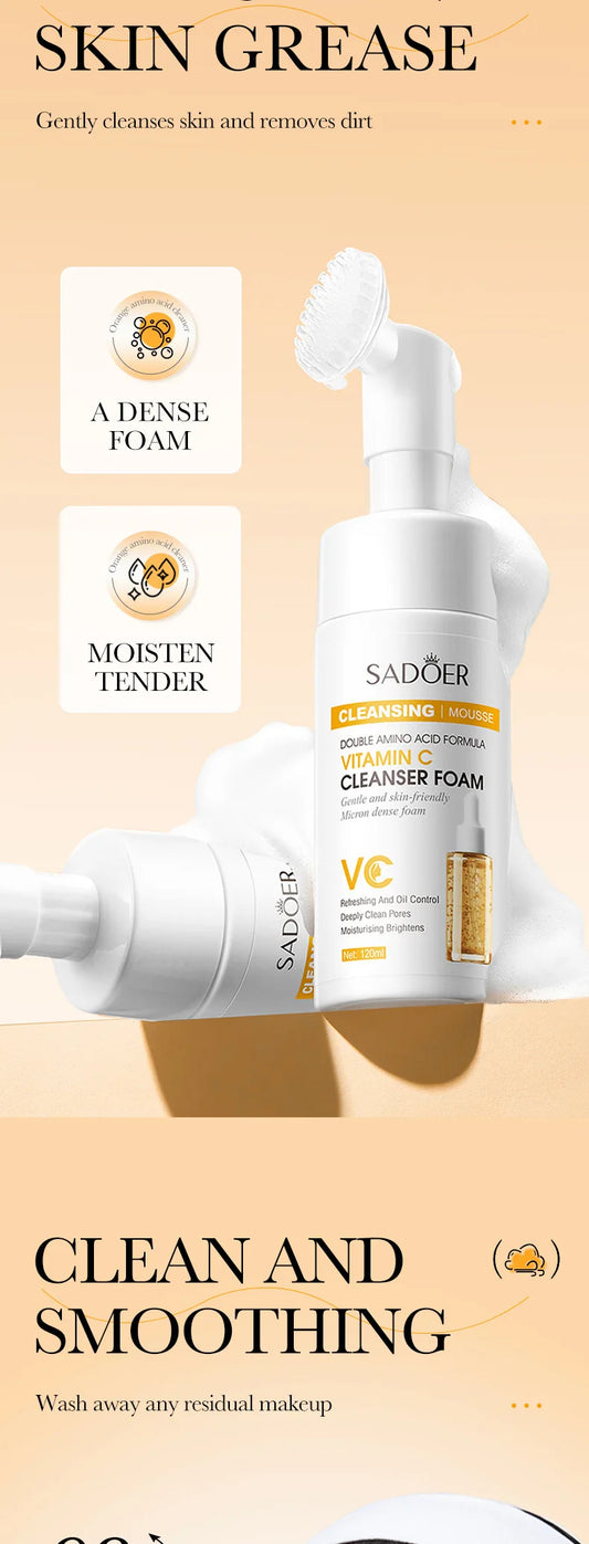 SAODER Q10 Vitamin C Facial Cleanser Face Wash Foam Facial Cleansing Mossee Moisturizing Brightening Facial Skin Care Products