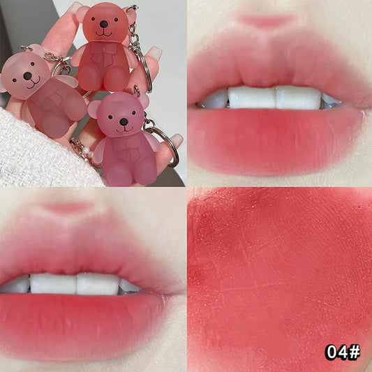 Cute Bear Keychain Lip Glaze - Waterproof Lasting Matte Lipstick & Tint