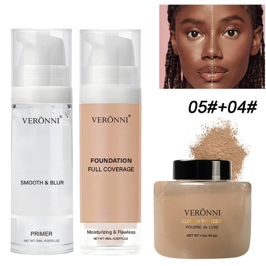 3pcs Face Makeup Foundation with primer&powder